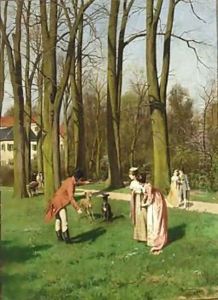 Elegant Figures In A Garden