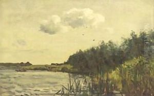 A Polder Landscape With A Rowing Boat by Willem Bastiaan Tholen