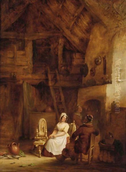 Lady Sitting At The Spinning Wheel - view 1
