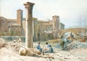 A View In Rome by Ettore Roesler Franz