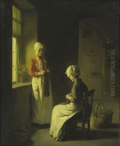 Sewing By The Window 2 by Claude Joseph Bail