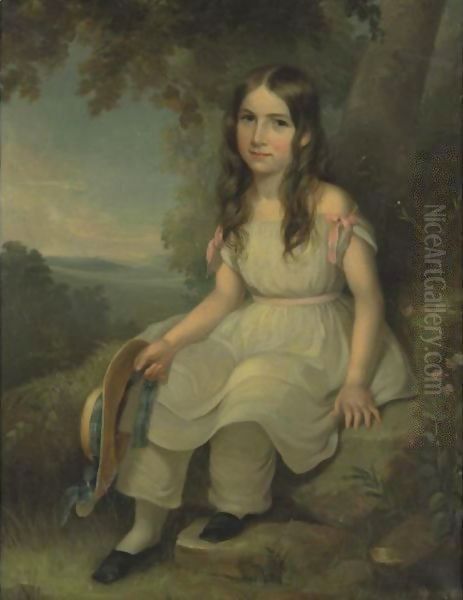 Seated Girl Holding A Hat - view 1