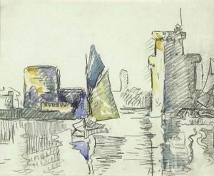 Marine With Sailboat And Tower by Paul Signac