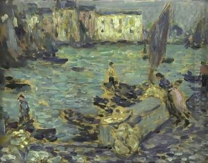 Le Port De Peche by Henri Eugene Augustin Le Sidaner