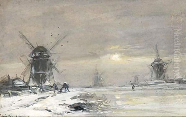 Windmills In A Winter Landscape - view 1