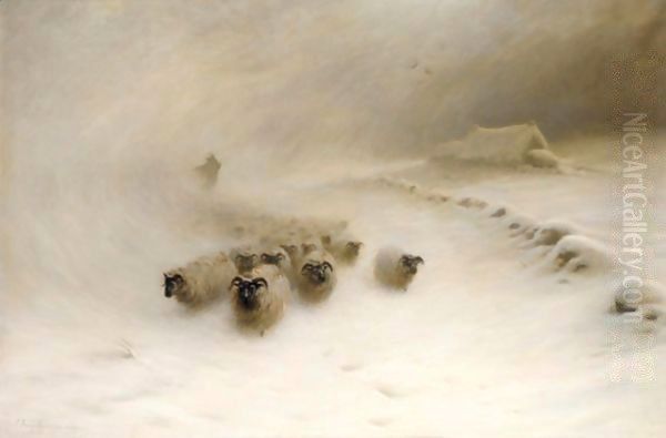 A Flock Of Sheep In A Snowstorm - view 1