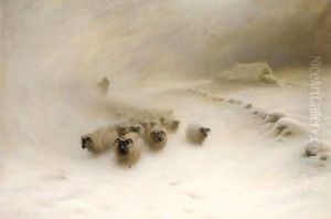 A Flock Of Sheep In A Snowstorm