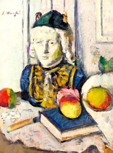 Still Life With Apples And An Antique Bust by George Leslie Hunter