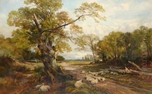 Shepherd Resting With His Flock by Frederick William Hulme