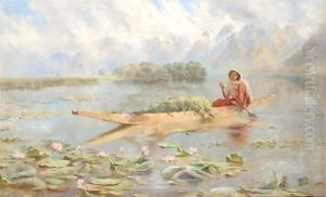 A Lake Scene In Kashmir