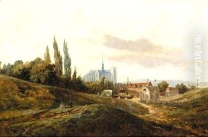 Landscape With Cathedral Beyond by Frank Buchser
