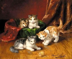Playful Kittens by Alphonse de Neuville