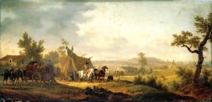 A Military Encampment In A Landscape by Joseph Swebach-Desfontaines