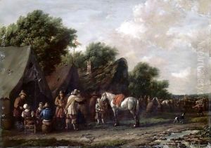 Cavaliers Resting Before An Inn by Barend Gael or Gaal