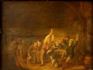 The Interior Of A Tavern With Revellers