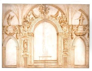 An Elaborate Design For The Decoration Surrounding An Apse And Two Side Chapels An Elaborate Design For The Decoration Surrounding An Apse And Two Side Chapels