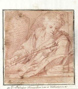 A Young Musician Playing The Violin by Baldassarre Franceschini