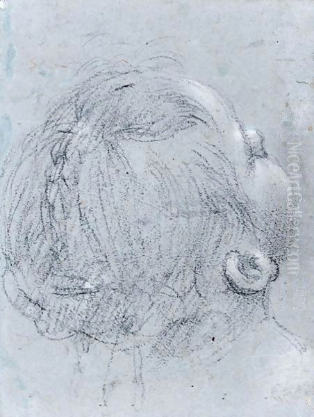 Head Of A Girl, Seen From Behind, Looking Up To The Right - view 1