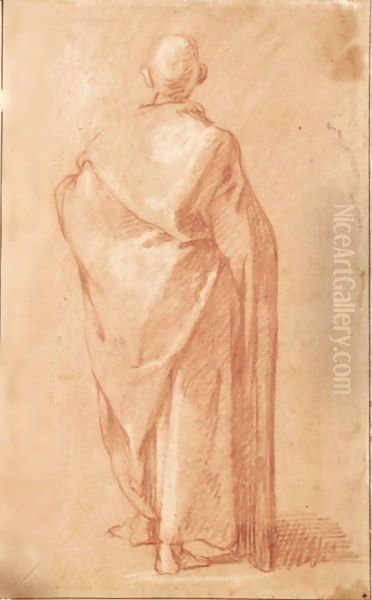 Standing Draped Male Figure, Seen From Behind - view 1