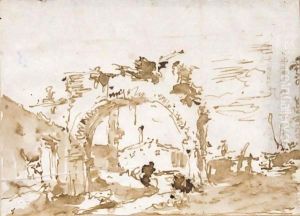A Capriccio With A Ruined Arch And A Figure
