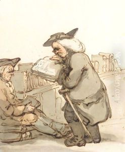 A Scholar At A Bookstall by Thomas Rowlandson