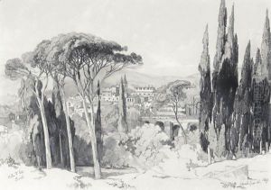 The Villa D'Este, Tivoli by Edward Lear