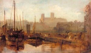 View Of Lincoln Cathedral From Brayford by Peter de Wint