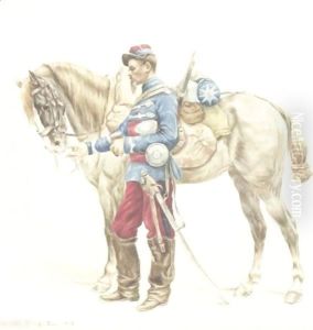Officer And His Horse by Jean Baptiste Edouard Detaille