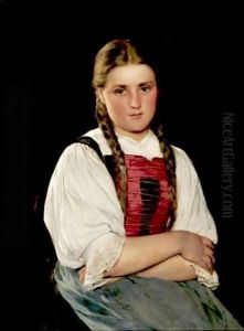 Portrait Of A Young Girl With Braids by Hugo Kauffmann