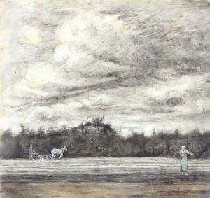 Field Of Stubble With A Thunderstorm Overhead