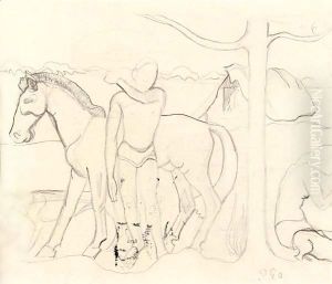 Homme Et Cheval Dans Un Paysage