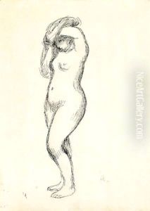 Jeune Femme Nue Aux Bras Leves by Pierre Auguste Renoir
