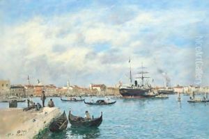 Venise. Le Grand Canal. Vapeur Et Gondoles
