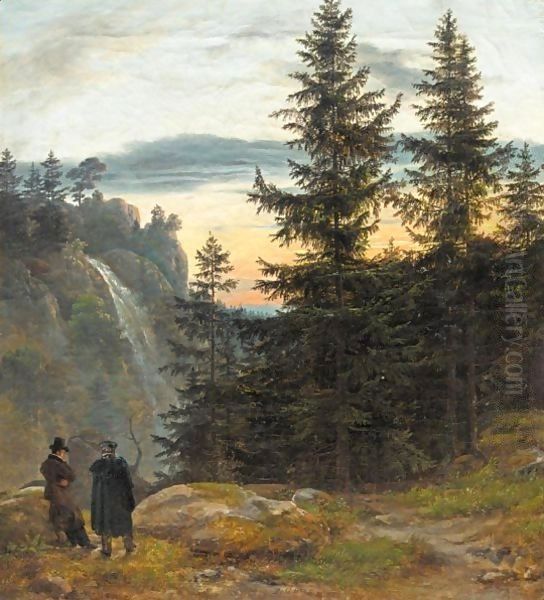 Utsikt Med Foss (View Over A Mountain Gorge With Waterfall) - view 1