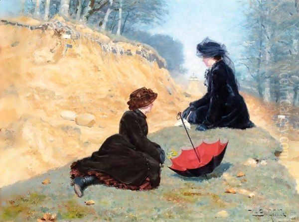 To Piger Der Hviler Ved Vejen (Two Girls Resting On A Path) - view 1
