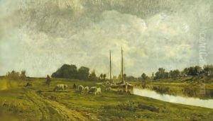 Paysage Au Canal by Jules Dupre