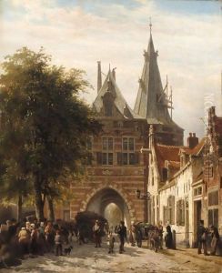 The Cellebroederspoort, Kampen by Cornelis Springer