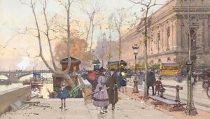 Quai Du Louvre by Eugene Galien-Laloue