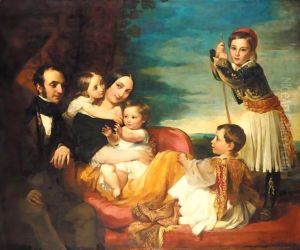 Alexander Constantine Ionides And His Wife Euterpe, With Their Children Constantine Alexander, Aglaia, Luke And Alecco by George Frederick Watts