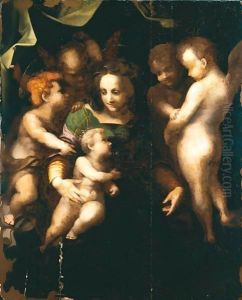 Madonna Col Bambino, San Giovannino E Tre Angeli by Andrea Del Sarto