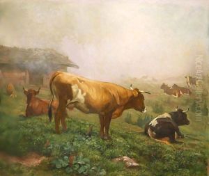 Kuhe Im Nebel, 1885 by Rudolf Koller