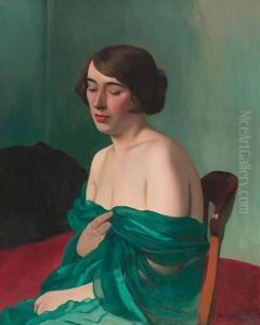 Jeune Femme A L'Echarpe Verte, 1922 by Felix Edouard Vallotton