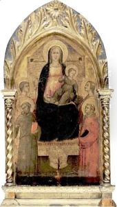 Madonna And Child With Saints Francis, Dorothy, Steven And A Young Male Saint Holding A Spear by Lorenzo Di Nicolo Di Martino