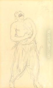 Sketch For The Painting The Zaporozhian Cossacks Of Ukraine Write A Mocking Letter To The Turkish Sultan by Repin Iliya