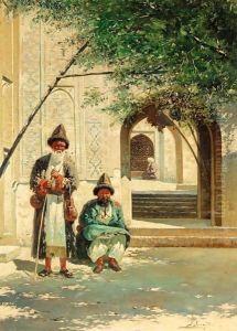 Travellers Outside A Mosque Near Samarkand by Richard Karlovich Zommer