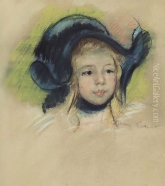 Head Of Simone In A Green Bonnet With Wavy Brim - view 1