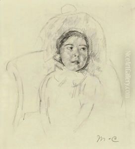 Margot In A Ruffled Bonnet (No. 4) by Mary Cassatt