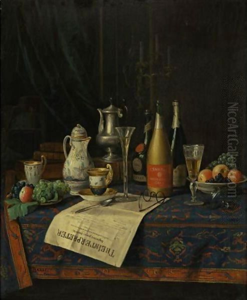 Still Life With Newspaper And Champagne - view 1