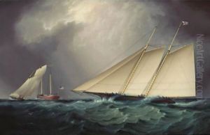 Columbia Vs. Livonia, Racing Off Sandy Hook by James E. Buttersworth