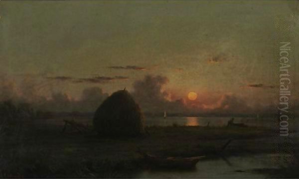 Haystack At Sunset - view 1